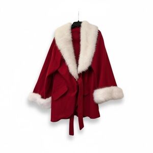 Red Santa Coat with White Faux Fur Trim